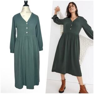 Madewell | Women | Dark Palm Lightspun Gauze Button Front Midi Dress | Size 0